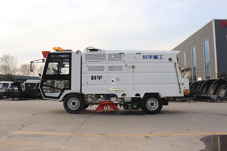 Road Vacuum Sweeper Unloads Garbage